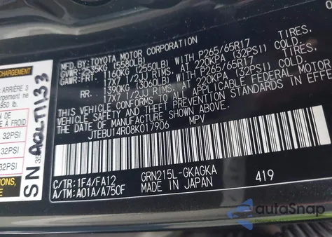 2008 Toyota 4Runner Sr5 V6 z USA, uszkodzony, nr VIN JTEBU14R08K017906